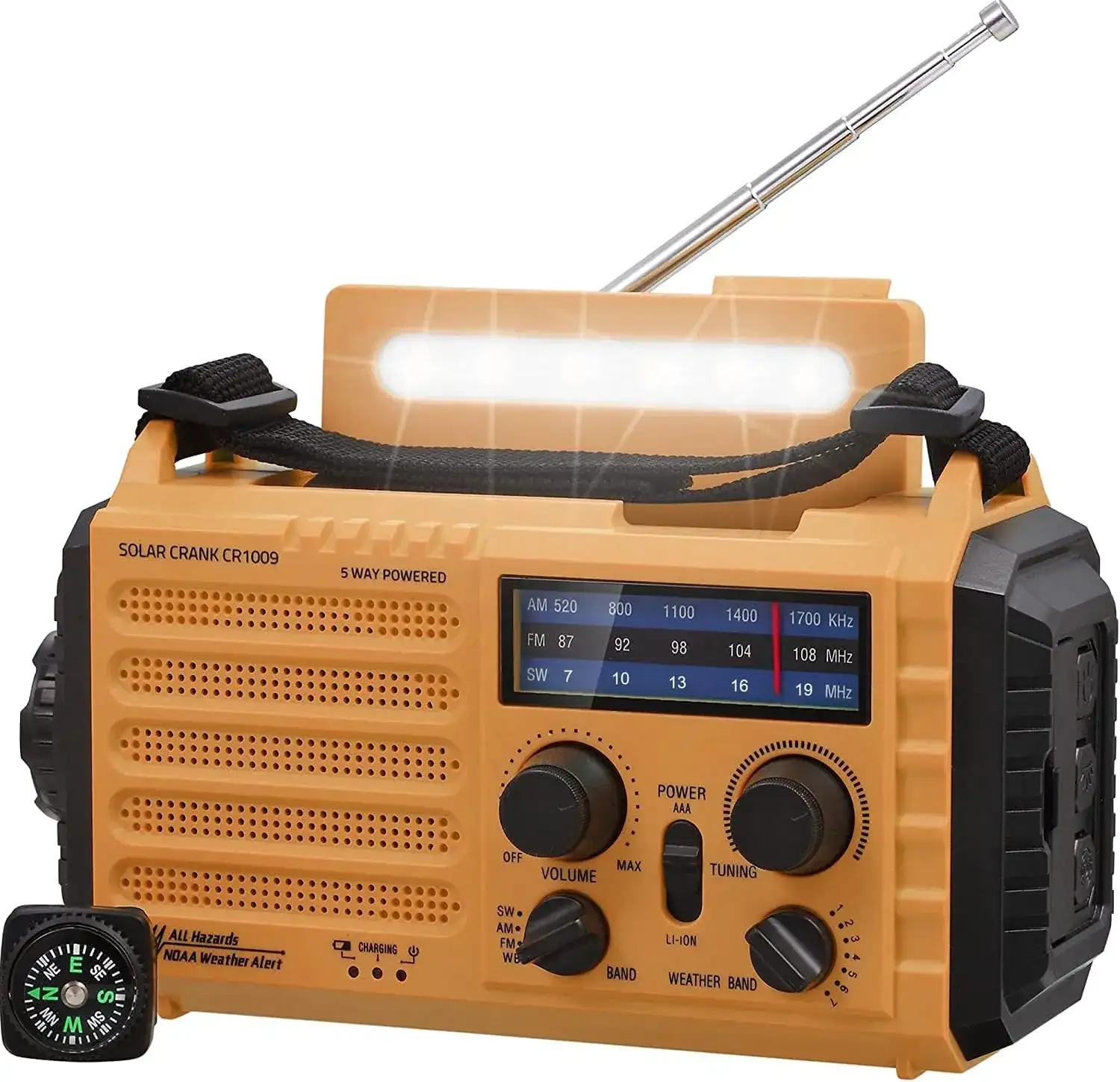 Radio Solar Emergencia 5000mAh con Brujula