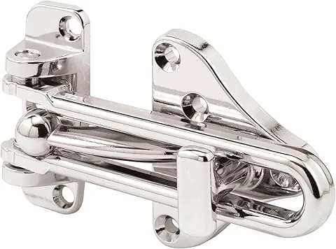 Defender Security U 11318 Protettore di porta a barra oscillante con serratura ausiliaria ad alta sicurezza, finitura cromata, confezione da 1, 1 pack
