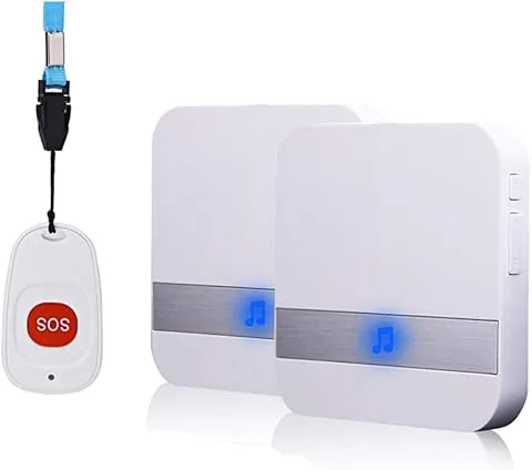 Allarme Mobile Wireless Per Casa Con Pulsante Di Emergenza, Versione Plug-in, Allarme Antipanico, Allarme Wireless Per Anziani (1 a 2 Bianco)