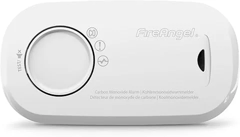 FireAngel Rilevatore di Monossido di Carbonio con Sensore – Allarme di CO Portatile per Casa e Vacanze - Monitora il Monossido di Carbonio - FA3313, Bianco