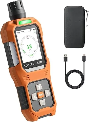 TOPTES CT-580 Rilevatore di monossido di Carbonio, Rilevatore di CO Ricaricabile con allarmi a vibrazione, visivi e sonori, Allarme CO portatile, 0-1000PPM per la casa, Auto, Campeggio e Viaggi