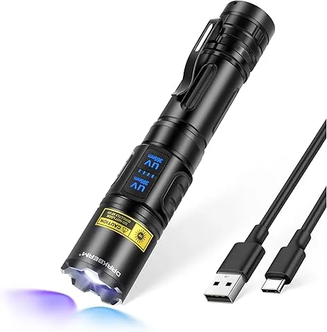 DARKBEAM Torcia UV 365nm & 395nm Luce Nera Doppia, Potenti Torce LED Ultraviolette Lampada di Wood Fascio Regolabile Ricaricabile USB Rilevatore di Urina per Animali, per vetro all'uranio, Ambra, Resina