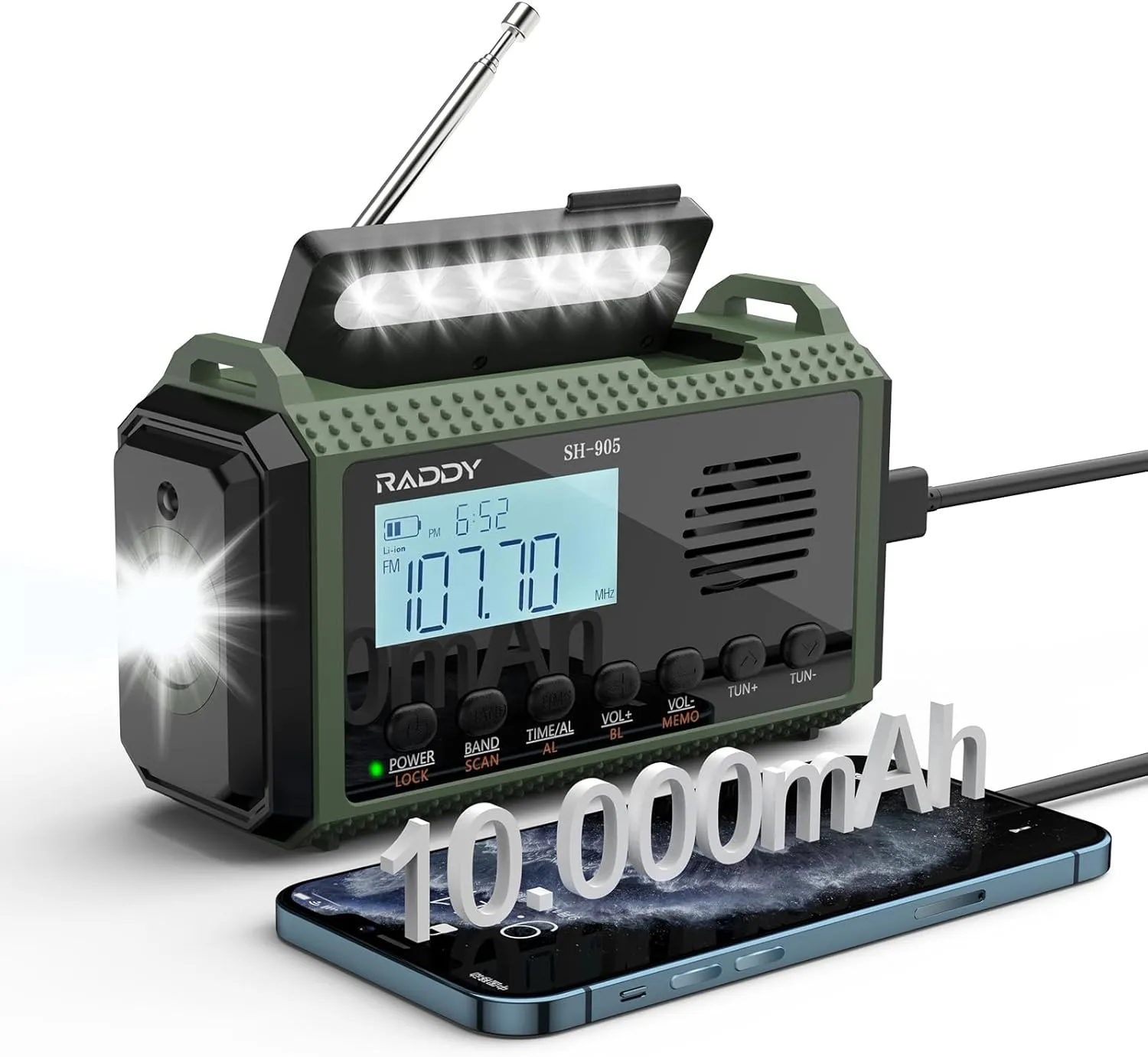 Raddy SH-905 Radio Solar 10000mAh